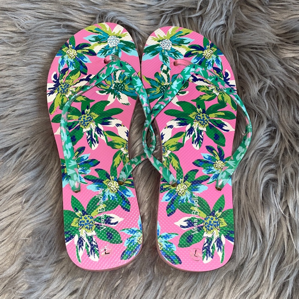 EUC Vera Bradley Flip Flop Tropical Paradise Size Large 9 to 10 - Picture 3 of 7